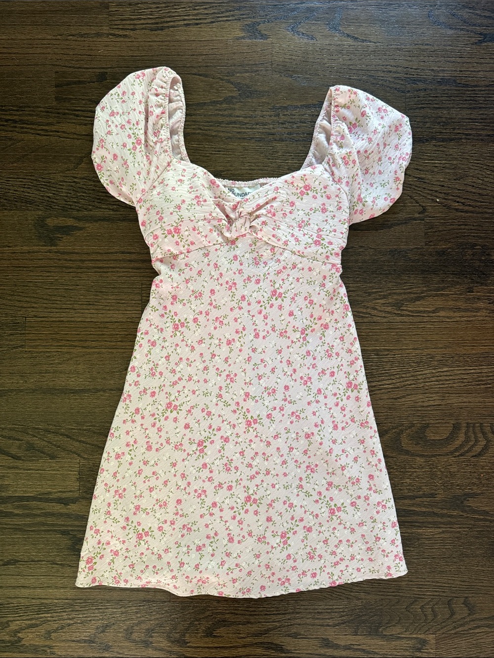 No Boundaries Pink Floral Puff-Sleeve Dress